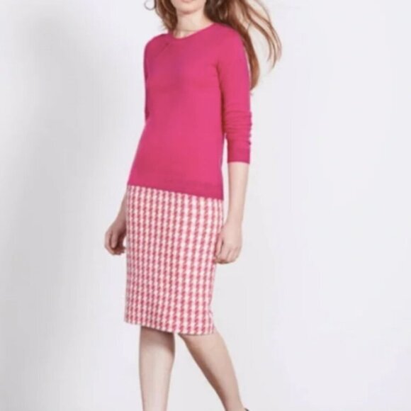 Boden Freya Pencil Skirt Pink White Tweed US sz 10 - Picture 1 of 5